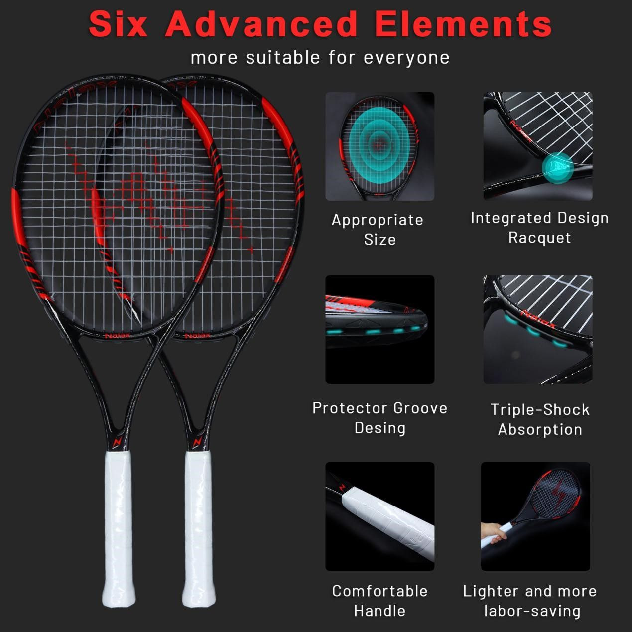 Adult Carbon Fiber Tennis Racket Teen Training Ultralight Tennis Racket